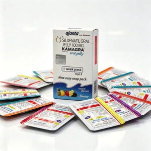 泰國果凍Kamagra Oral Jelly 100mg 外包裝盒正面 - 7種口味 印度Ajanta製藥