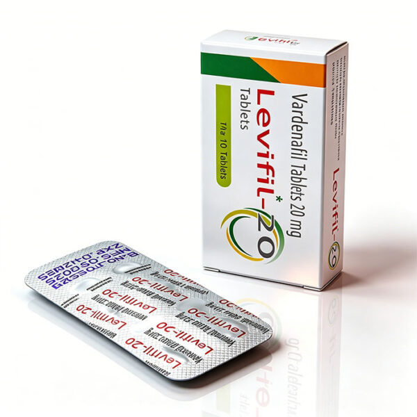 印度樂威壯Levifil-20mg 鋁箔單排藥板特寫 - 伐地那非20mg 10粒裝
