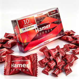 汗馬紅糖 Hamer Candy 十周年精力糖 外包裝盒正面 - 馬來西亞國家特產 36粒裝