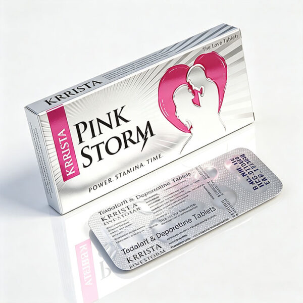 粉色風暴-3 粉色風暴雙效犀利士 KRRISTA PINK STORM 鋁箔單排藥板特寫 - 他達拉非60mg+達泊西汀60mg 雙效犀利士