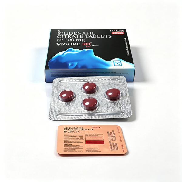 威格拉-1 德國紅魔威格拉VIGORA 100mg 外包裝盒正面 - 西地那非100mg 4粒裝 威而鋼學名藥