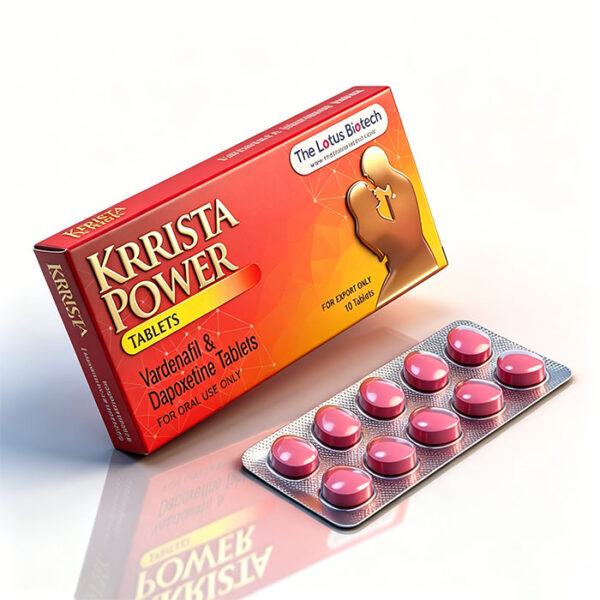 巔峰艾力達-1 巔峰艾力達雙效Krrista Power 外包裝盒正面 - 印度The Lotus Biotech製藥 伐地那非+達泊西汀雙效片 10粒裝