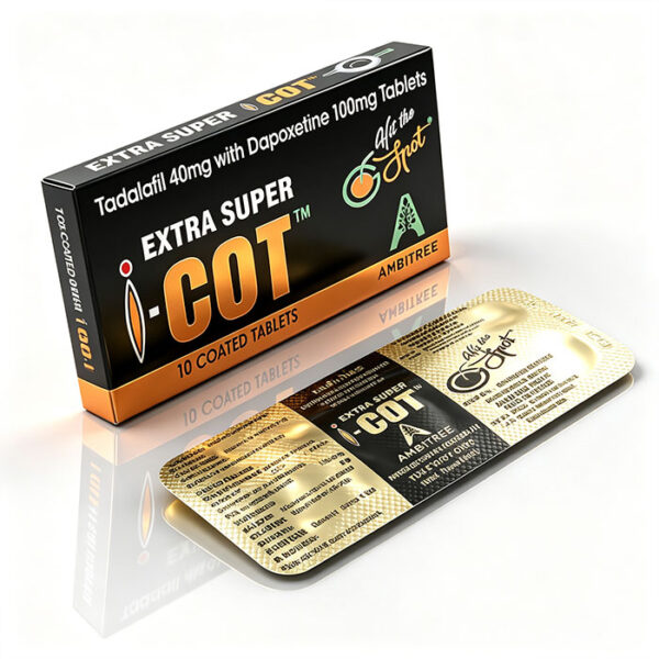 印度紅魔雙效犀利士 EXTRA SUPER I COT 鋁箔單排藥板特寫 - 他達拉非40mg+達泊西汀100mg 雙效犀利士