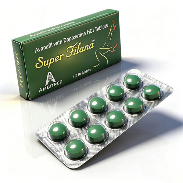 綠水鬼-1 綠水鬼Super Filana 外包裝盒正面 - 阿伐那非100mg+達泊西汀60mg 10粒裝 印度Ambitree